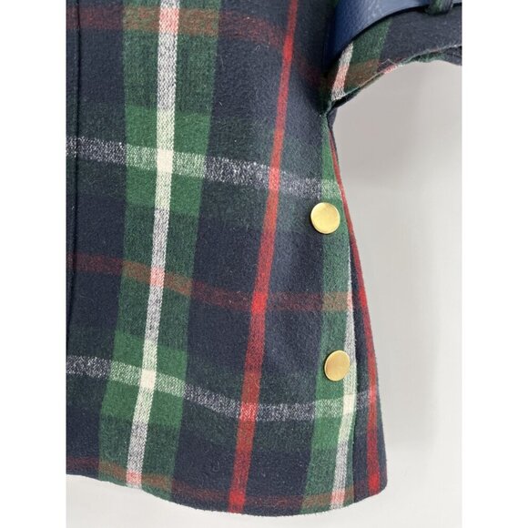 Anthropologie Mädchen Plaid Hooded Cape Constitutional Coat Leather Belt Size S - Picture 9 of 9